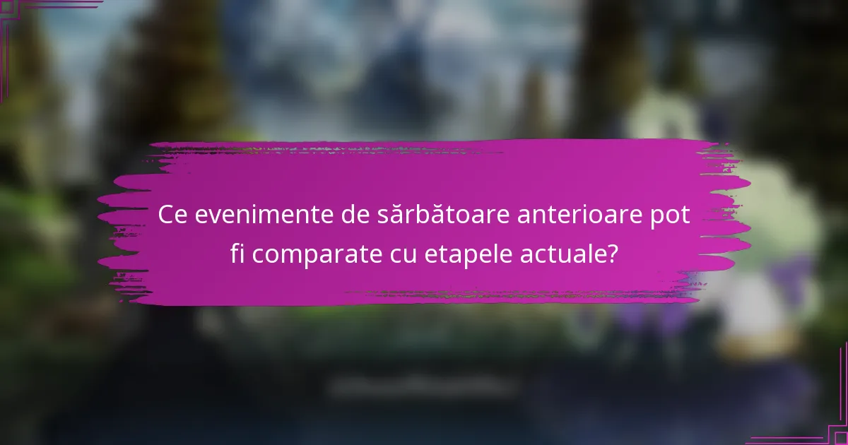 Ce evenimente de sărbătoare anterioare pot fi comparate cu etapele actuale?